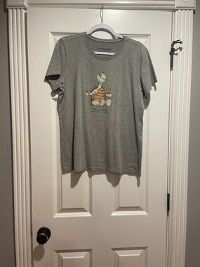 Life Is Good Heather Gray Turtle Tee with Orange Accent